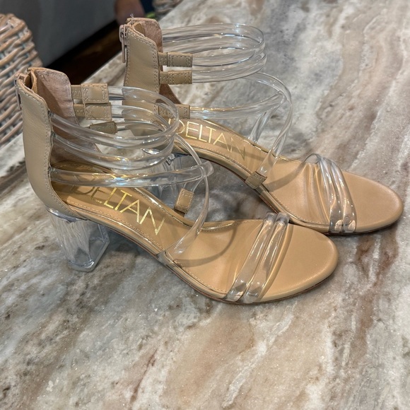 Women’s DELTAN Nicola clear strappy nude sandals- Size 7 - Picture 1 of 8